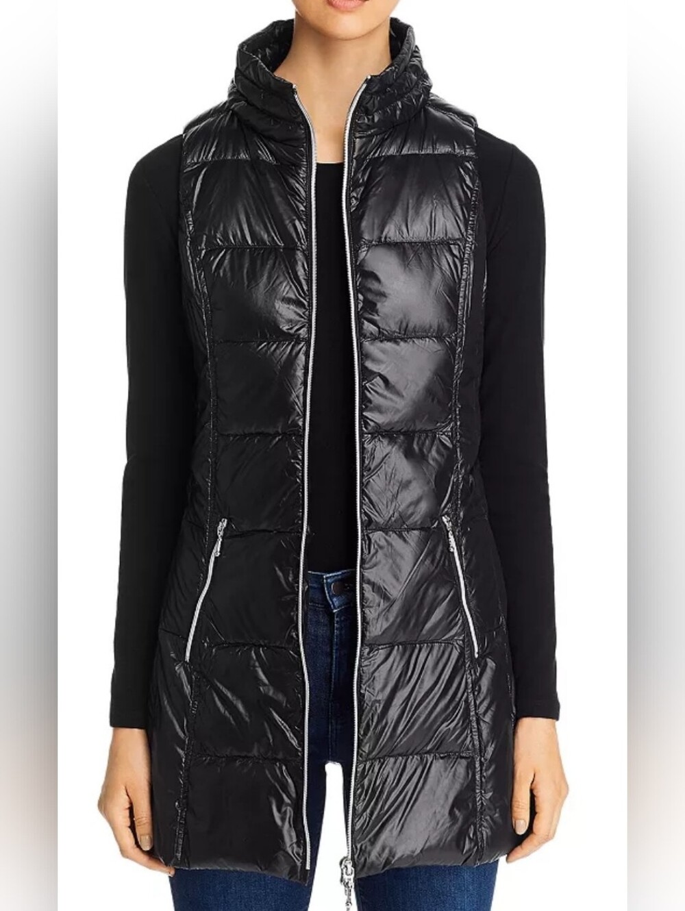 coatology New York Long Down Puffer Black Vest Size S - Picture 3 of 11